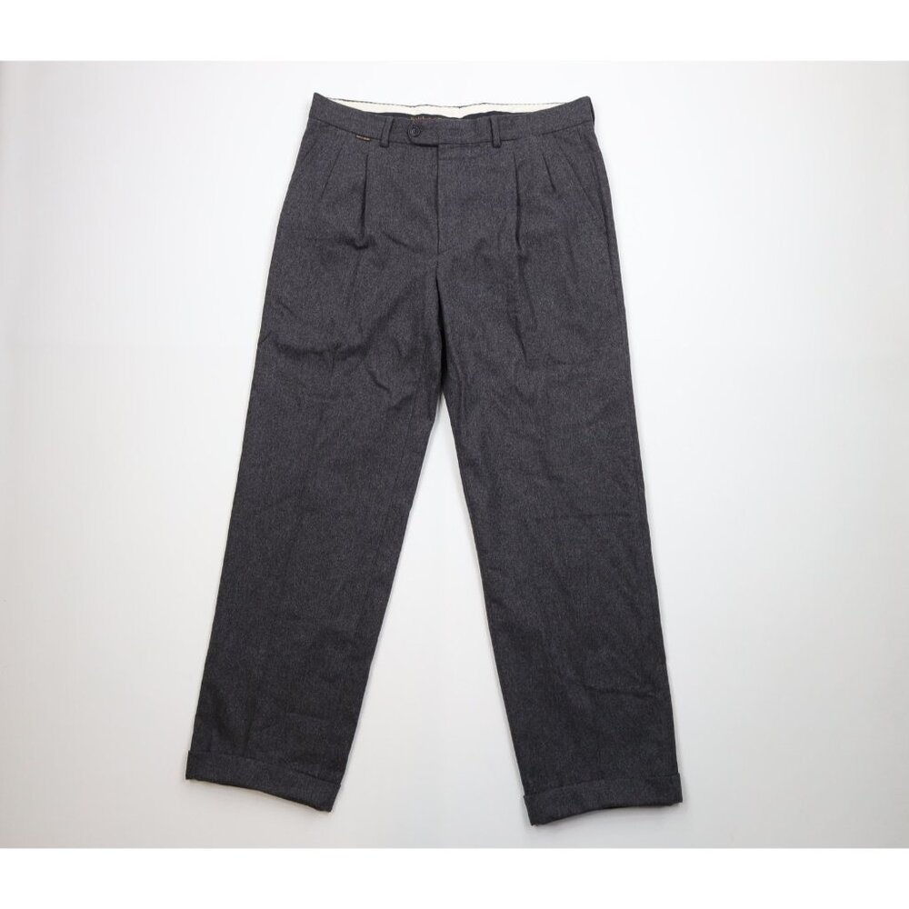 Paul & Shark Mens 36x32 Super 100s Guabello Wool Wide Leg Chino Pants Gray